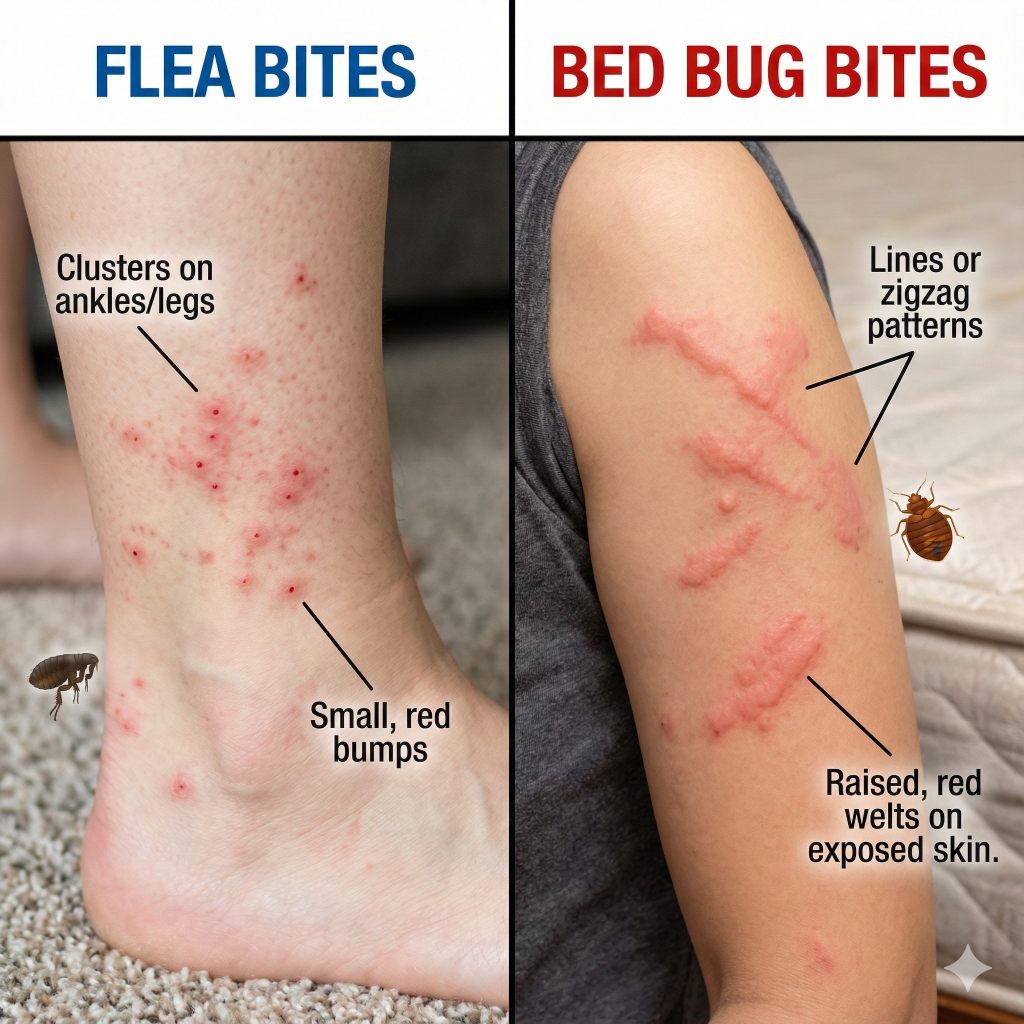 flea bites vs bedbug bites
